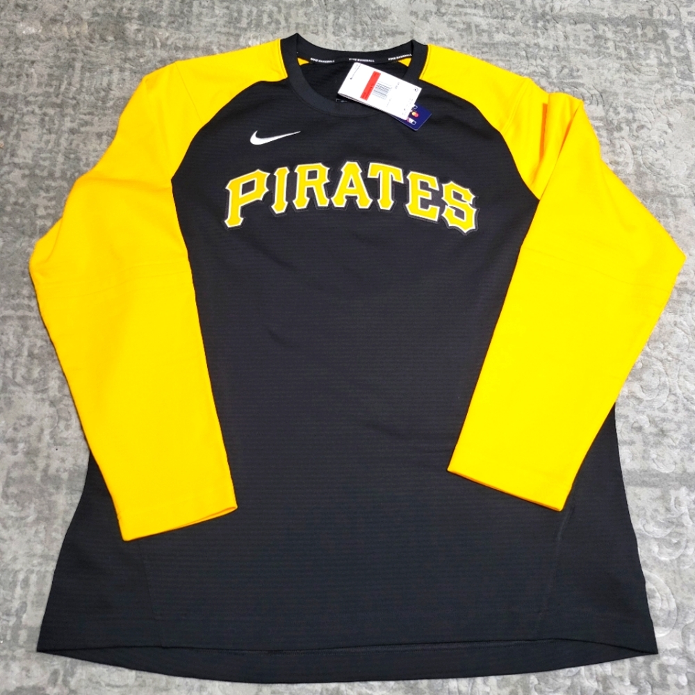 Nike Black and Yellow Pirates Long Sleeve Baseball Shirt